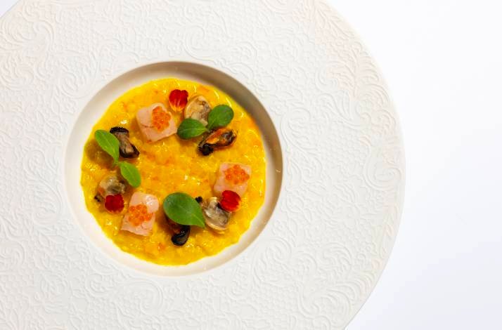 Top view from a finely plated dish