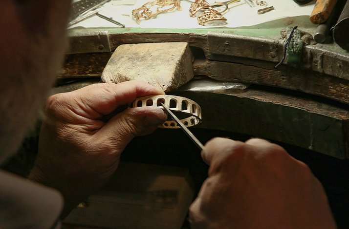 Close up of jewelry making process at Co.Ro