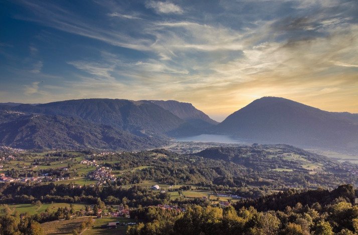 View of the spectacular Santa Croce Lake from restaurant Dolada 21