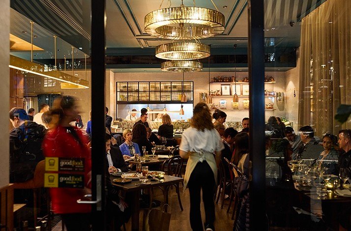 The crowded evening at Maydanoz  in Sydney's central business district