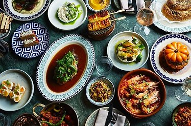 The chef's table for a sumptuous dinner based on a Turkish wedding feast at Maydanoz