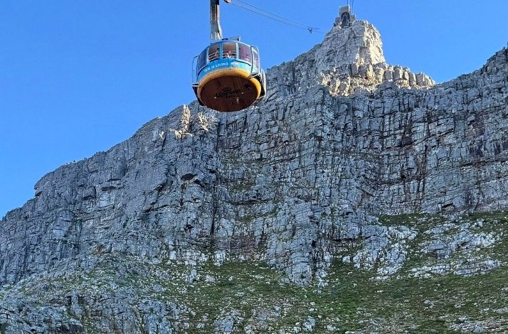 A view of the Table Mountain Aerial Cableway in Cape Town, South Africa.