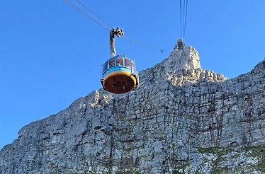 A view of the Table Mountain Aerial Cableway in Cape Town, South Africa.