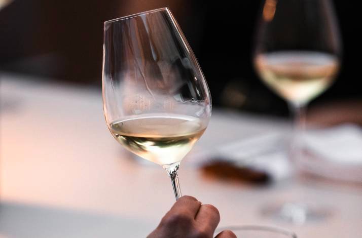 Close-up of a glass of wine served at Konoba Kala