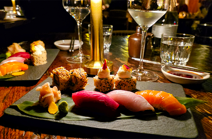A fine-dining sushi dish served at KOI Restaurant, Munich.