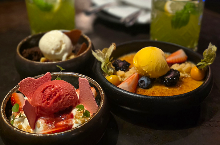 Freshly prepared desserts served at La Bohème restaurant