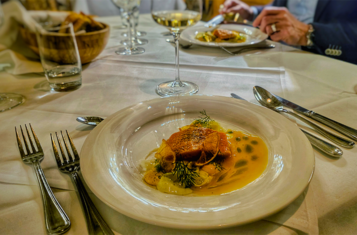 Fish dish served at Spatenhaus an der Oper.