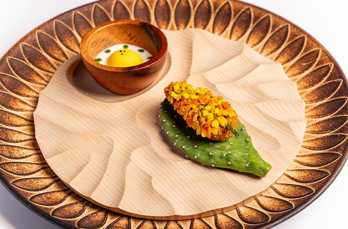 A dish served at Trèsind Studio in Dubai, a restaurant known for its modern Indian cuisine