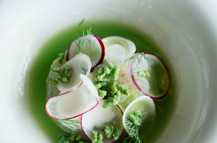 A freshly prepared dish served at  De Ertepeller