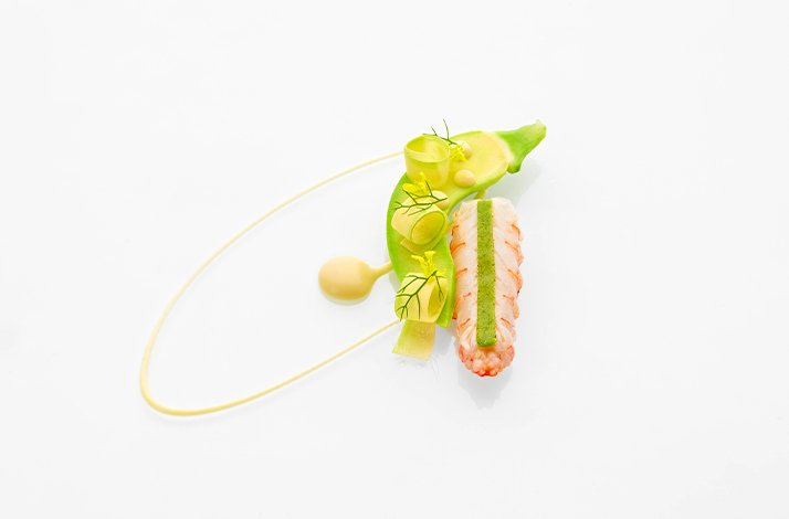 Langoustine served at Krug Ambassade Jaan in Singapore