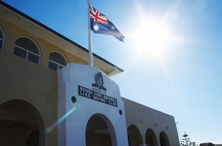 The building of the Bondi Surf Bathers' Life Saving Club at Sydney, Australia