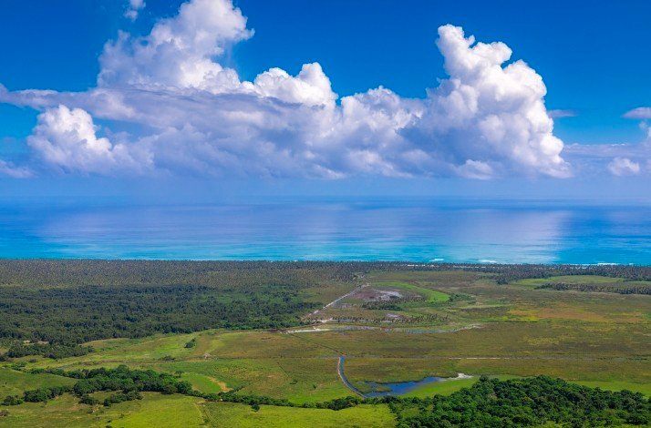 View of the rounded lagoon from the Round mountain at Miches, Dominican Republic