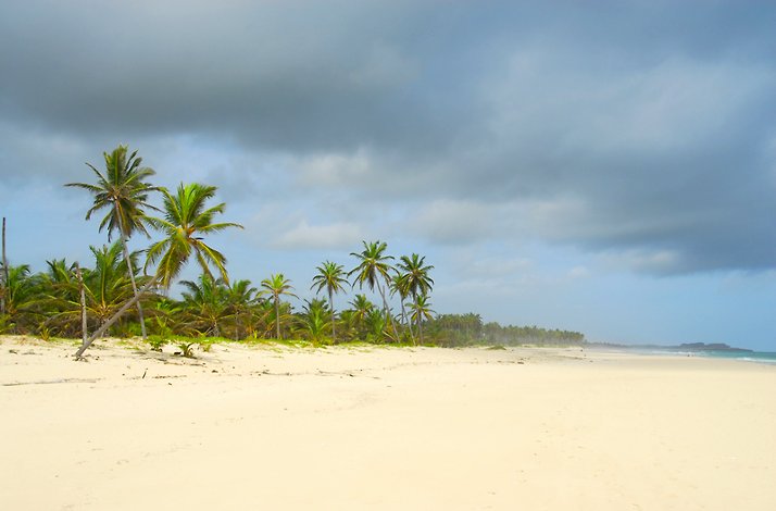 The cloudy sky above seaside of Caribbean Sea
