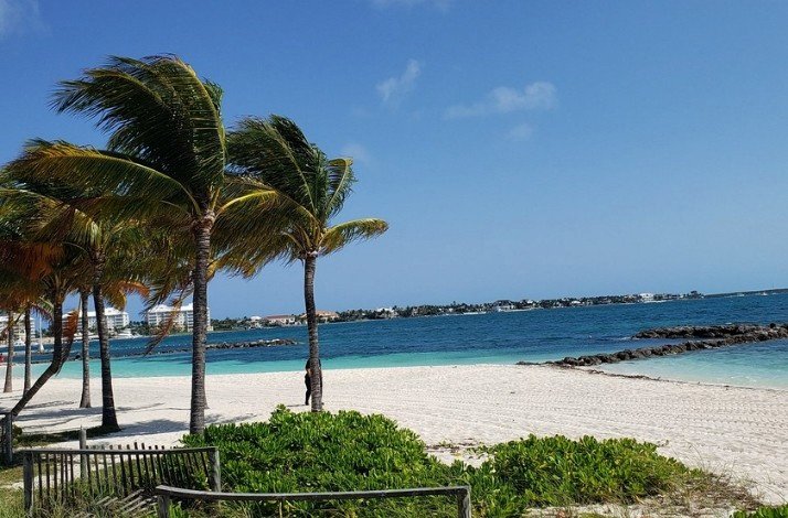 Fort Montagu Beach, Bahamas on a windy day