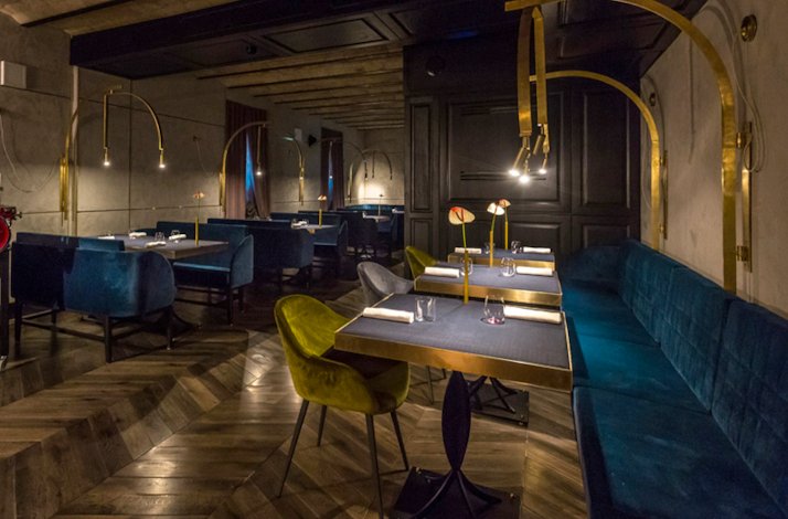 Indoor dining area of  All'Oro