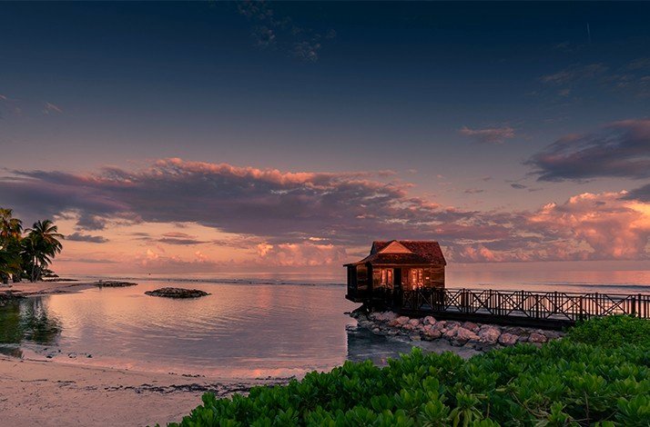 A panoramic night view of  Fern Tree Spa building at Jamaica, Montego Bay.
