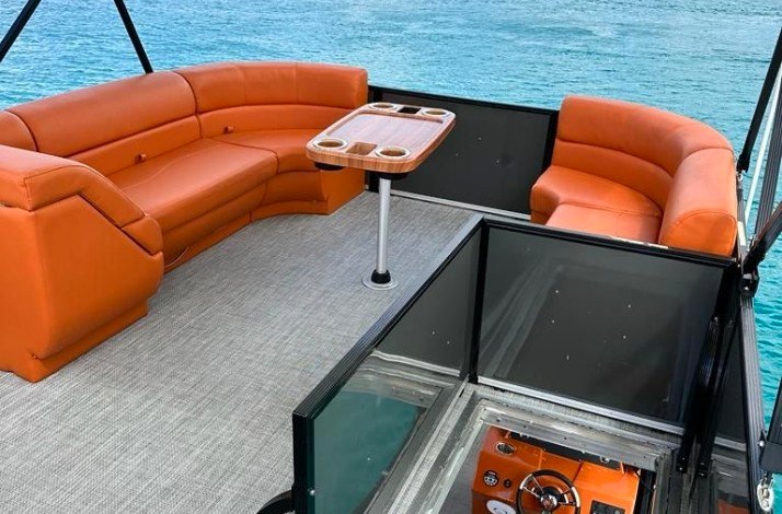 Back view of the luxury double-decker catamaran