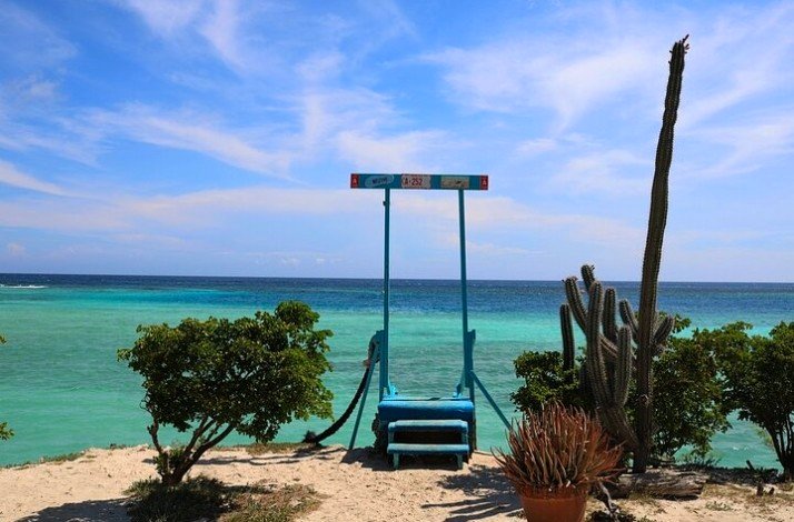 A scenic view of the shallow lagoon Mangel Halto near Pos Chikito in Aruba.
