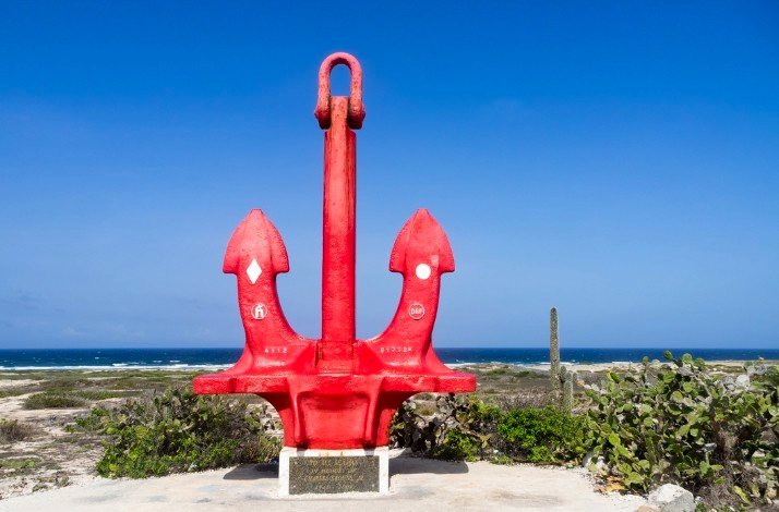 A historical landmark of the Red Anchor in San Nicolas.