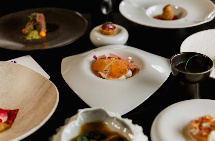 Dishes on the table served for special dinner at  il Ponte.