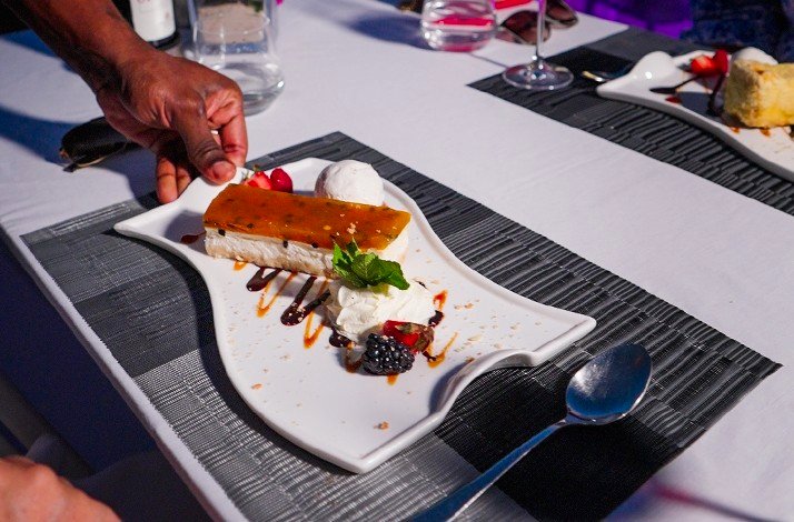 A Dessert dish from the special three-coursed menu at Saint Tropez Ocean Club in Willemstad, a UNESCO World Heritage site and the capital city of Curaçao.