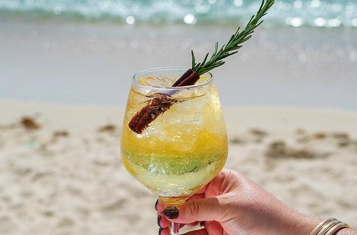 Ice cocktail served right at the beach at Beach Resort