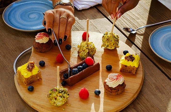 A set of small dessert served at restaurant of Beach Resort