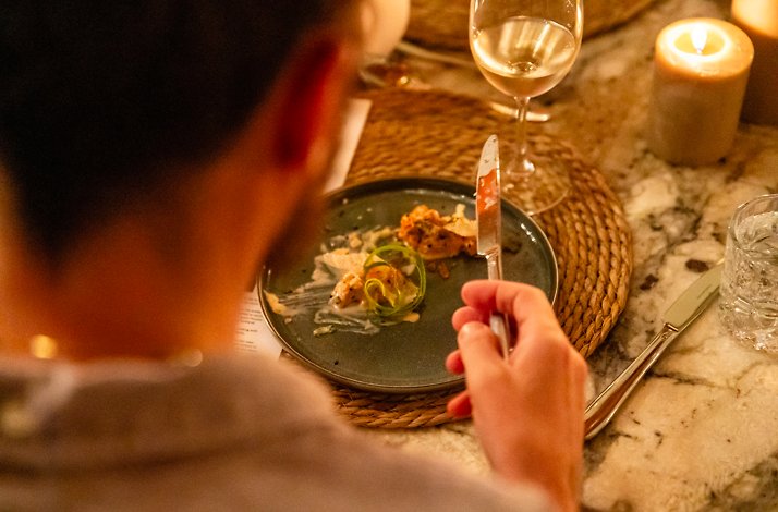 One of the dishes pared with white wine prepared exclusively for a SecretEATS mystery dinner at a surprise venue in Johannesburg.
