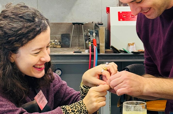 Participant of a special tour explores the collection of Ilias Lalaounis Jewelry Museum.