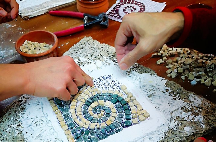 Hands-on mosaic workshop.