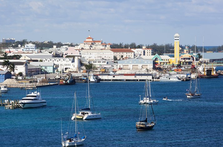  Aerial view of Nassau Harbor.