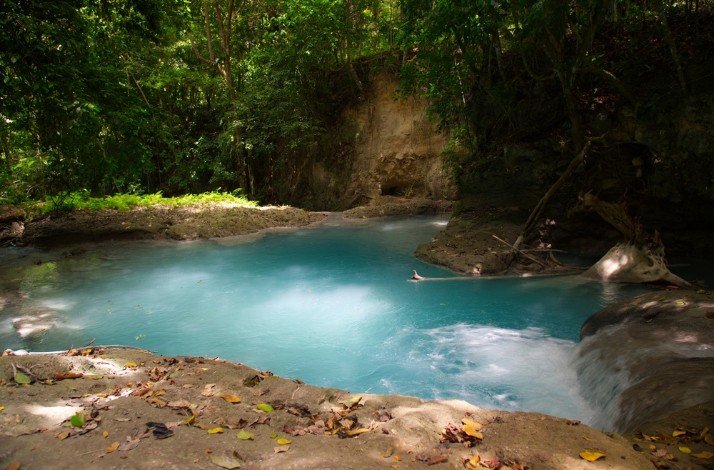 A view of the blue Blue Hole from Montego Bay at Ocho Rios, Jamaica.