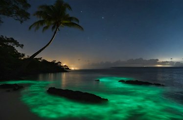 A night view of the luminous lagoon