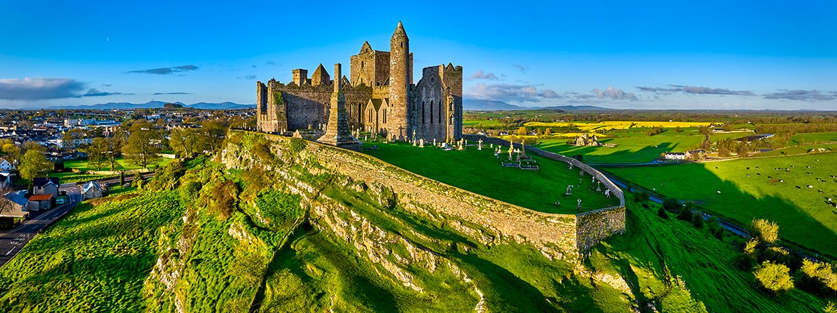 Rock of Cashel historic site on a hilltop in County Tipperary, Ireland.