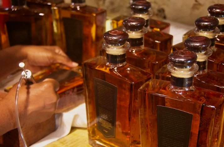 A lot of Rum's bottles together