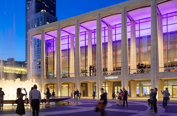 The exterior of David Geffen hall, photo by Michael Morgan.