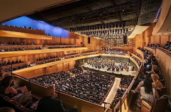 Interior of Wu Tsai theater, photo by Michael Morgan.
