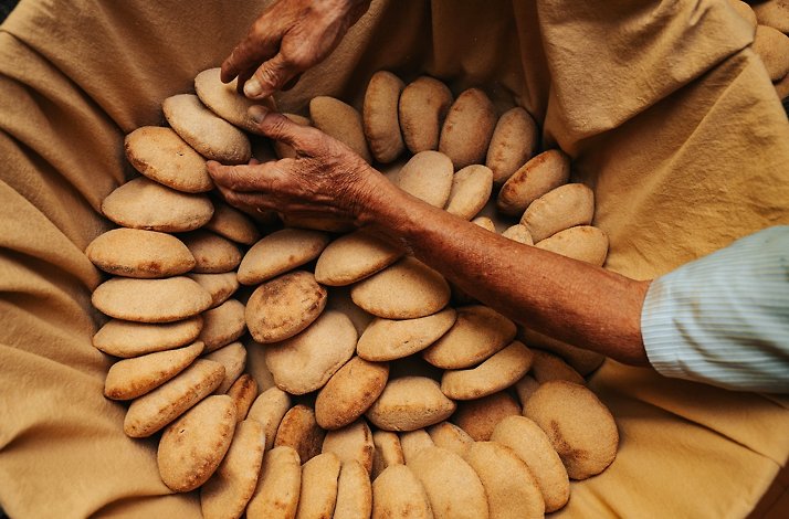 Goan bread orderly put in a basket.