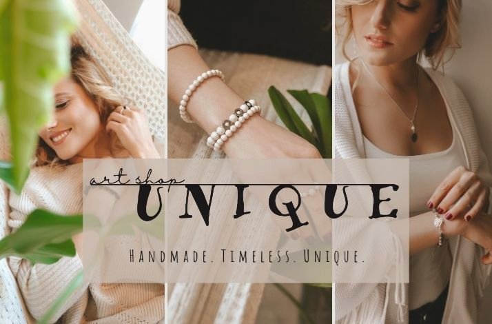 Collage of 3 photos showing handcrafted jewelries on a woman.