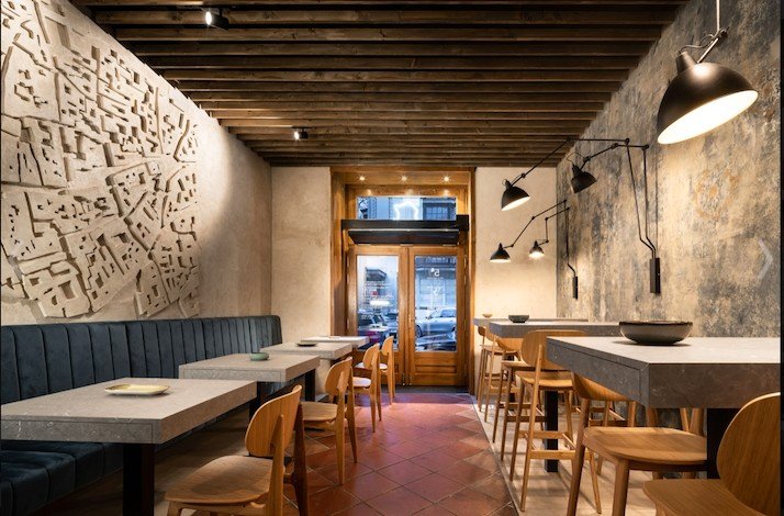 Interior of 5th District Restaurant & Café by King Solomon in Prague's Jewish Quarter.