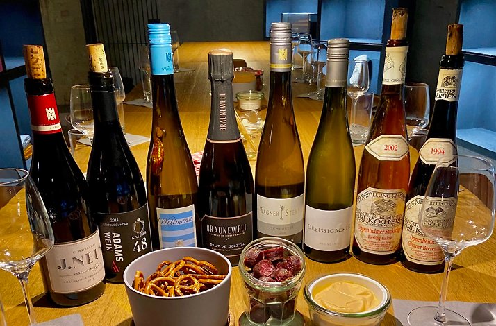 Selection of wine and snacks offered by BottleStops's expert sommelier