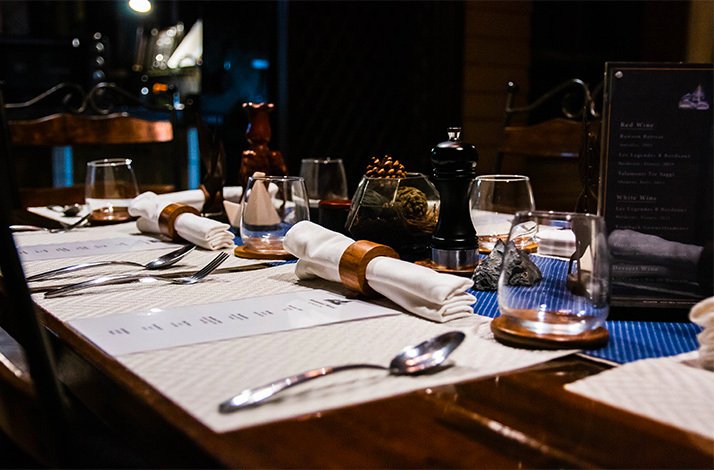 Dining table setting at Mervyn Pee Private Dining