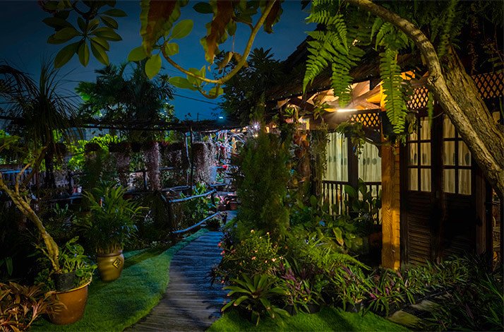 Exterior of Chef Mervyn Pee's Private Dining with luscious green plants