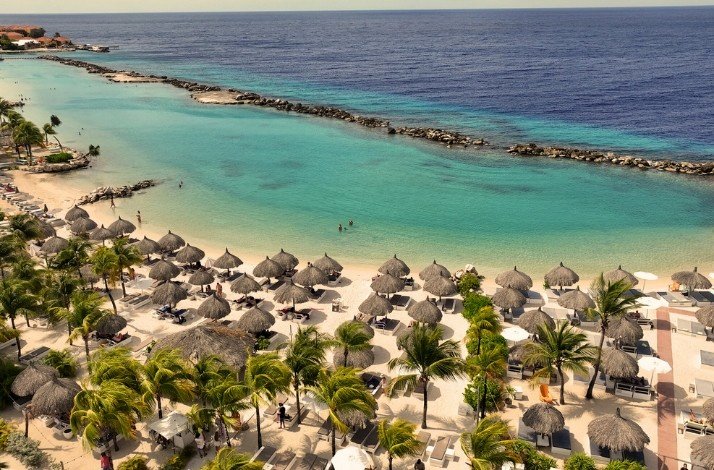 Drone shot of Mambo Beach.