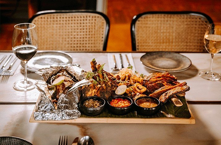 The Chow Kit Platter served accompanied with wine