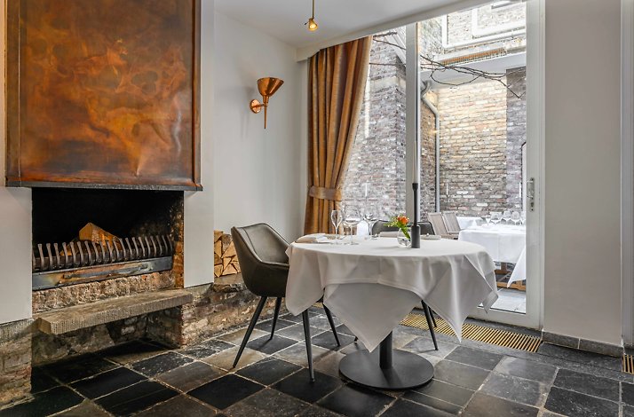 Interior of  the Michelin-starred restaurant Au Coin des Bons Enfants