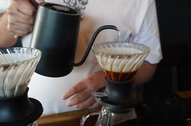 Coffee making process at Restaurante Del Prado