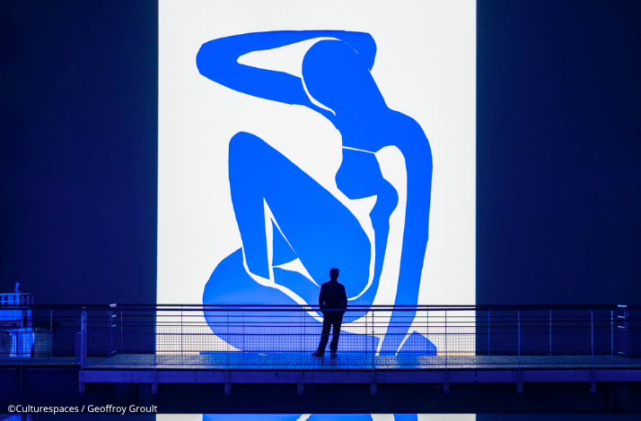 Digital projection of Henri Matisse's 'Blue Nude' at the Bassins des Lumières.Culturespaces / Geoffroy Groult