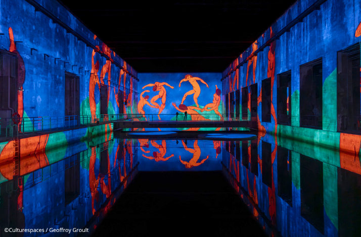 Digital projection of Henri Matisse's 'Dance' at the Bassins des Lumières.Culturespaces / Geoffroy Groult