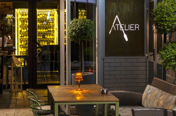 The entrance to the Atelier, Michelin-starred restaurant in Piedmont's Italian Alps